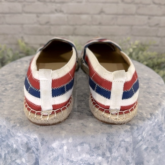 ADRIENNE VITTADINI Red/White/Blue Striped Stitch Espadrille Canvas Flats WMS 9M - Picture 4 of 9